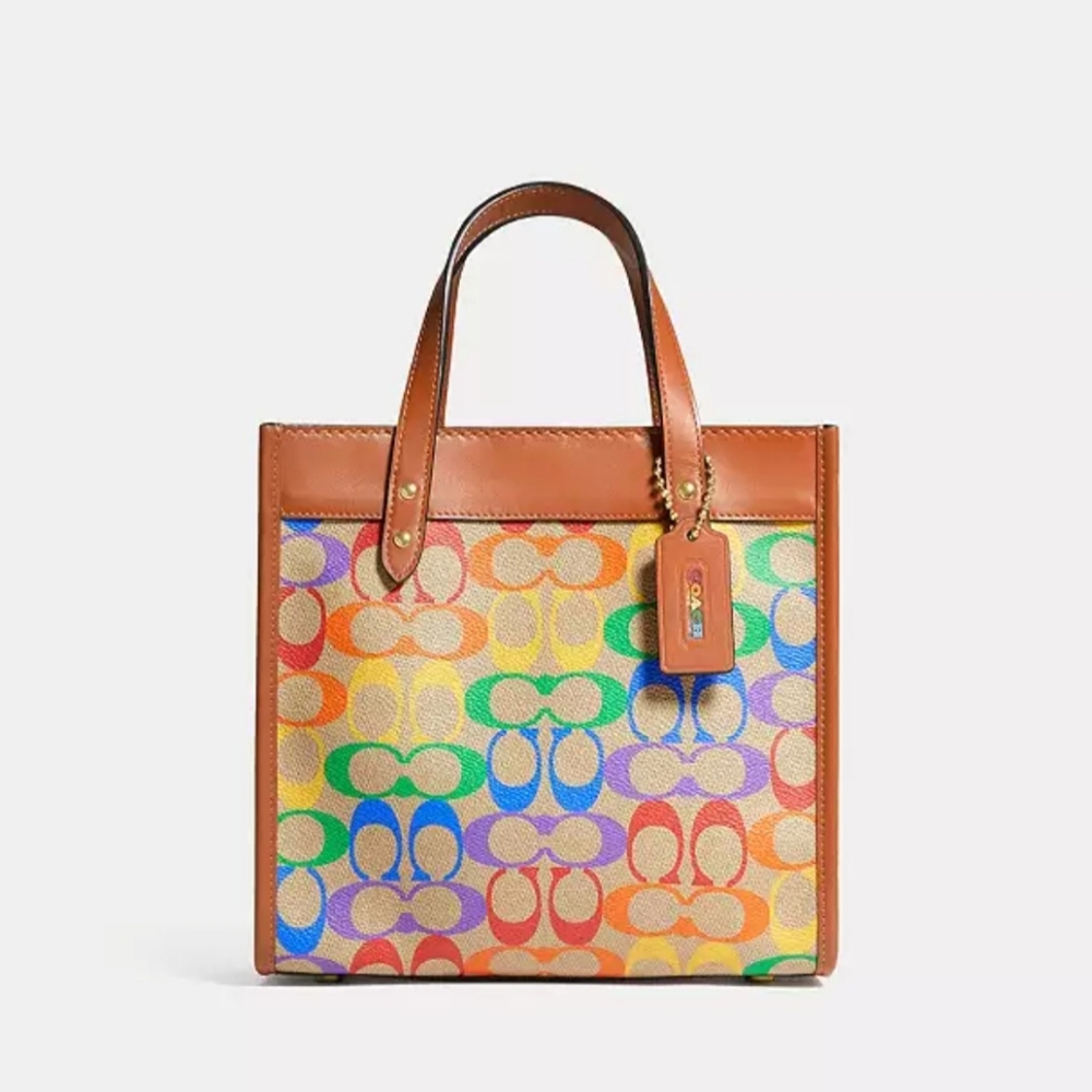 Coach Bags Field Tote 22 Rainbow Signature Canvas Pride Collection - Picture 2 of 15